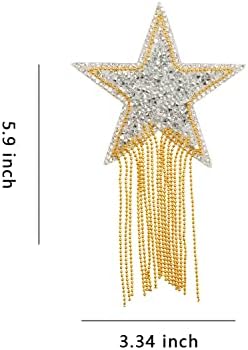 8 парчиња Rhinestone Star со закрпи за поправка на апликации за лапчиња, мешани бои starвездени лепенки за лепенки за фустани за панталони со