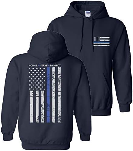 Патриотска облека тенка сина линија полициска унисекс качулка дуксер