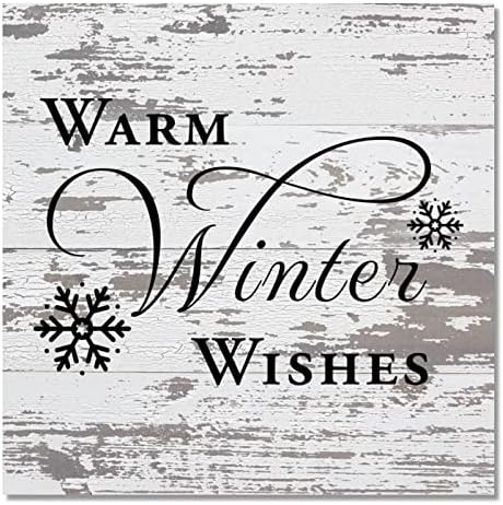 Алиојоит гроздобер рустикален шик стил дрвена плакета со Божиќ велејќи дека топли зимски желби кујна виси дрвен wallиден знак за уметност за