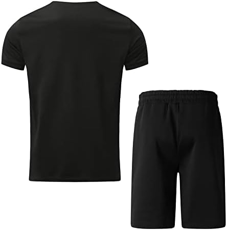 2 парчиња Поло спортови сет за мажи летни облеки поштеди на кратки ракави кошули за голф и шорцеви тенок вклопувачки обичен тренинг за тренингот