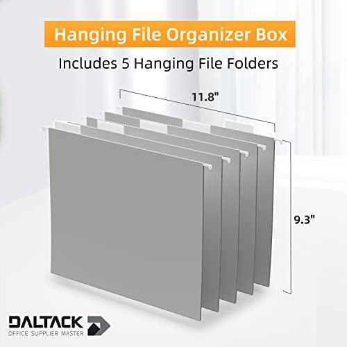 Организатор на папката за висини на датотеки Daltack, кутија за папки за мрежи вклучува 5 папки со сиви висечки датотеки, организатор на датотеки