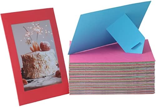 Litpoetic 100 пакети со хартија за хартија рамки 4x6, картонска фото рамка со лежиште, хартиени картички за фото рамки, галериски рамки Масовно