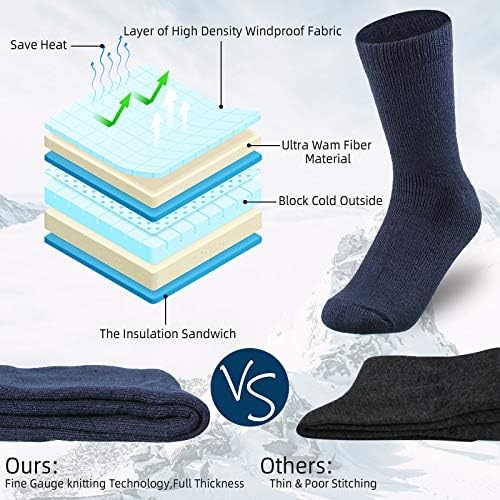 Geyoga 3 пара загреани чорапи Термички чорапи топли дебели чорапи изолирани студена зима