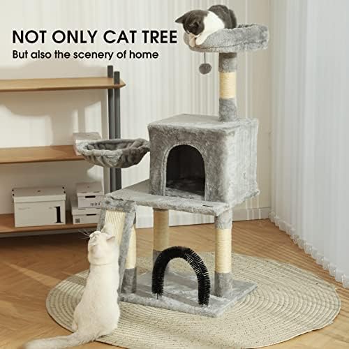 ХОПЕТ Мачка Дрво, 44 инчи кула за мачки За Мачки Во Затворен Простор, Центар за Активност на мачки На повеќе Нивоа со Столпчиња за