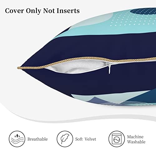 Myshe пакет од 2 кадифени уникатни морнарички сини геометриски графички апстрактни декоративни плоштад перници Постави софа спална соба автомобил 18 x 18 -инч 45 x 45 см