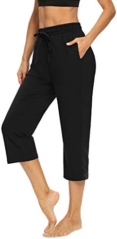 Ноела женски капри јога панталони за цртање на култури џокери џемпери Каписи за жени удобни дневни панталони со џебови