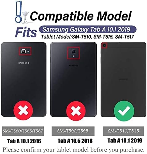 Случај за тастатура со позадинско осветлување на вина за тастатура за Samsung Galaxy Tab A 10.1 2019, 7 бои задно осветлување Магнетски одвојување