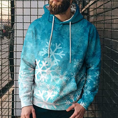 Божиќни дуксери за мажи, плус големина Божиќ ирваси Снегулка печатени џемпери на џемпери Смешен влечење смешен пуловер