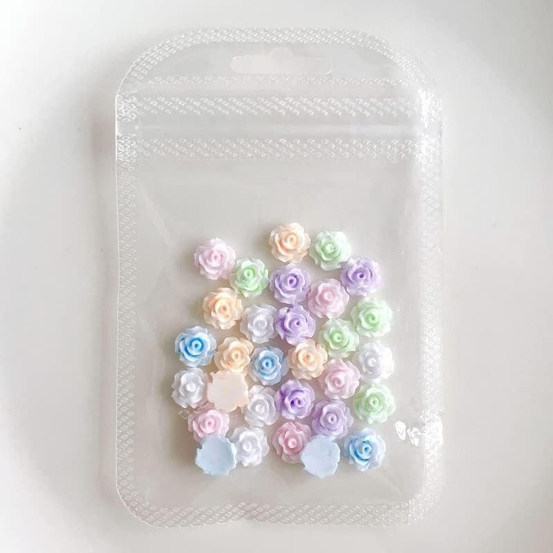 100 парчиња нокти уметност мини цвеќиња смола камења камења DIY занаети за нокти 3Д налепници за гел полски додатоци за нокти повеќе бои