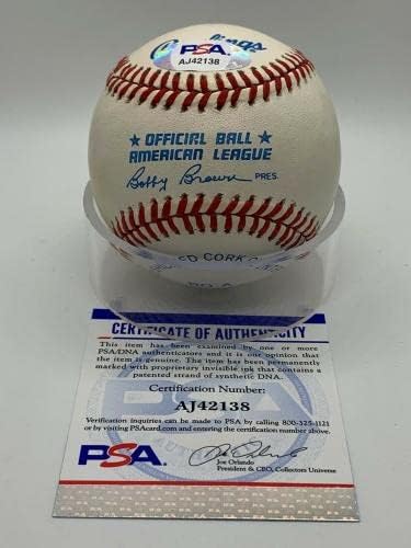 Боб Лимон Кливленд Индијанците потпишаа службеник за автограм ОМЛБ АЛ Бејзбол ПСА ДНК - Автограмски бејзбол
