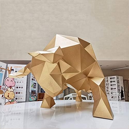WLL-DP 3D Bull Paper Sculpture Пред-исечена хартија занаетчиски рачно изработен модел на животинска хартија DIY геометриски оригами загатки
