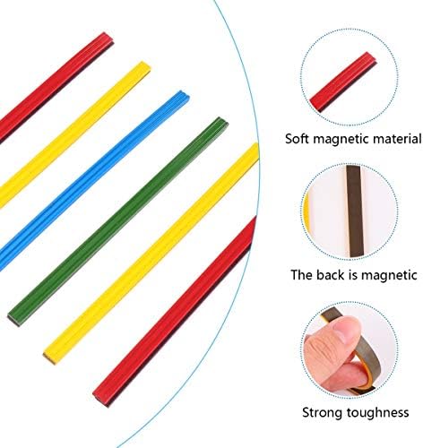 Нубестички фрижидер магнет ленти 12 парчиња магнетна лента за магнетни ленти за табла за фрижидер училишни материјали 20 см случаен ладен фрижидер