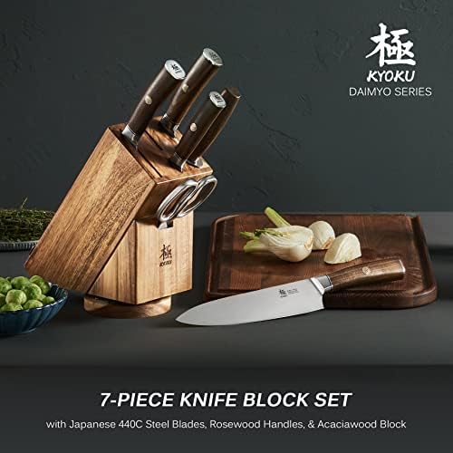 Кујнски Нож Киоку Поставен Со Блок + киоку 7 Инчен Сантоку Нож