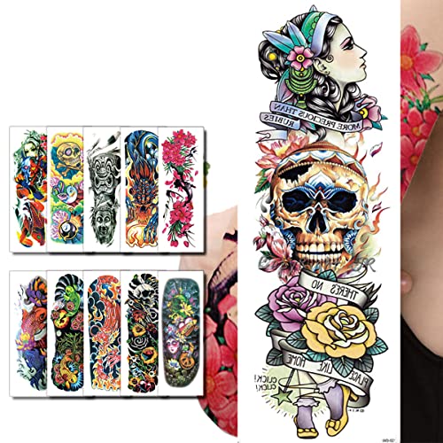Екстра Големи Привремени Тетоважи Полна Рака И Половина Рака Тетоважа Ракави За Мажи Жени 20 Листови
