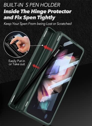 Елепик оклоп Про серија кутија за Galaxy Z преклопете 4 со вграден заштитник на стакло стакло, затворен држач за пенкало [избегнувајте го изгубениот
