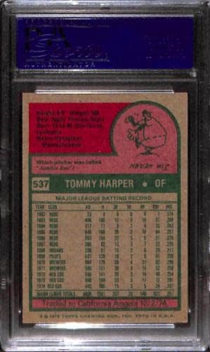 1975 Топпс 537 Томи Харпер ПСА 9 17659460 - Плочани бејзбол картички