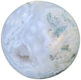 Мос агат сфера заздравувајќи чакра камења кристален декор кварц сфера, реики енергетски медитација негативен јонски генератор за