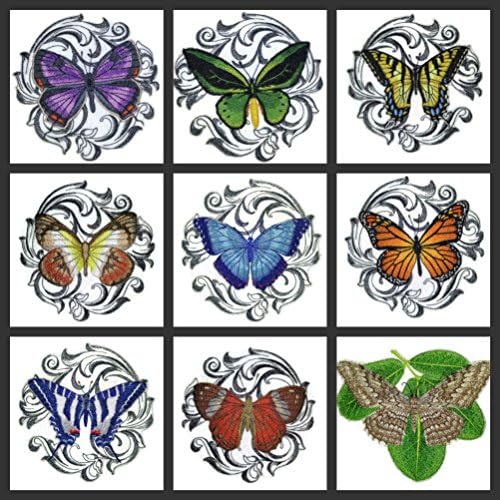 Надвор од обичај и уникатни неверојатни шарени пеперутки [Tiger Swallowtail со барокна] везена железо на/шива лепенка [5 x5] направено