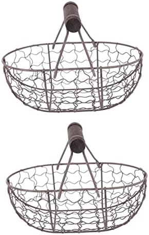 Бестонзон 2 парчиња Корпа За Складирање Ковано Железо Корпа За Контејнери За Леб За Овошје Украсни Корпи Јајца Држач За Дисплеј Украс Контејнер