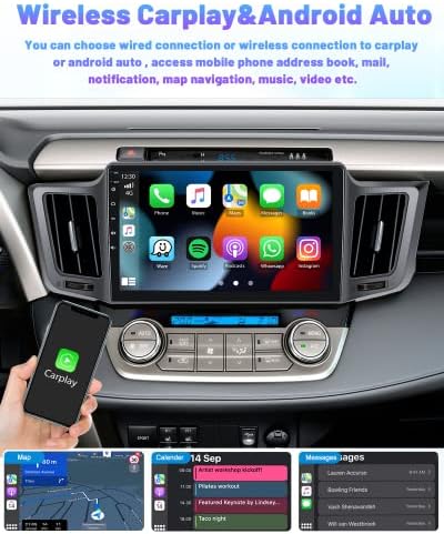 2+32GB Автомобил Стерео За Toyota RAV4 2013-2018, 10.1 Инчен Екран На Допир Андроид 11 Автомобил Радио Со Apple Carplay Android Auto