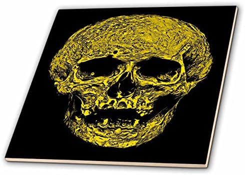 3дроза Грд Гранџи Черепот Уметност Во Светло Жолти Бои На Црно-Плочки