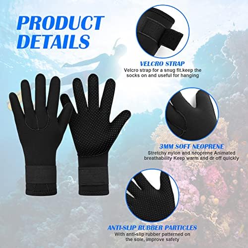 Auauy нуркачки ракавици, 3мм неопренови пет прсти топли ракавици на ракавици, флексибилна ракавица против сурфање против лизгање