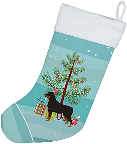 Богатства на Каролина CK3558CS Rottweiler Божиќно дрво Божиќно порибување, камин виси чорапи Божиќна сезона забава Декори за семејни