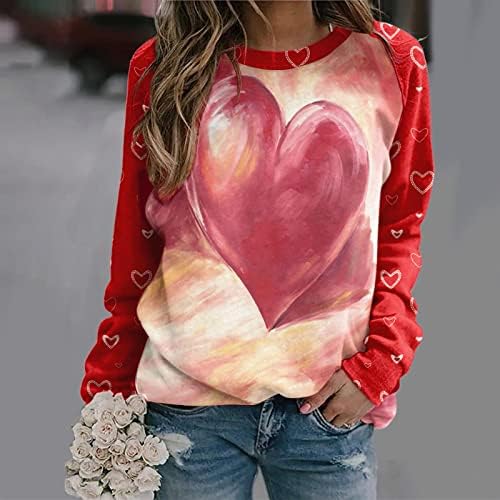 Денот На Вљубените Кошула Жените Круг Вратот Љубов Срце Грахички Печатење Краток Ракав Пуловери Блузи Повик Гроздобер Смешни Кошули