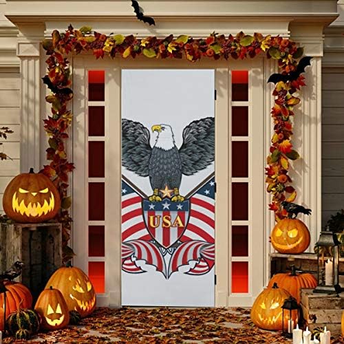 Влезна врата надвор од украси Американски независен ден симбол орел врати декоративни издржливи ткаенини врата врата за Ноќта на
