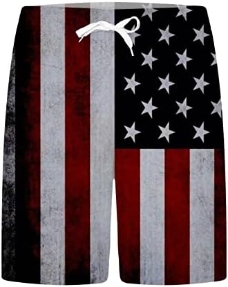 Синзелиминин Денот на независноста на плажата шорцеви мажи САД знаме печатени кратки панталони еластични половини, случајни пливачки