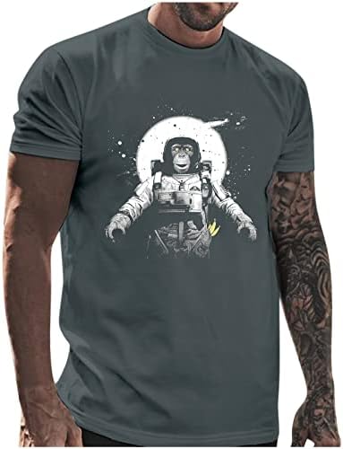HDDK маички летни кратки ракави маици Смешни вселенски печати за мајмун печатење на екипаж на врвови за спортски тренинзи случајни основни маички