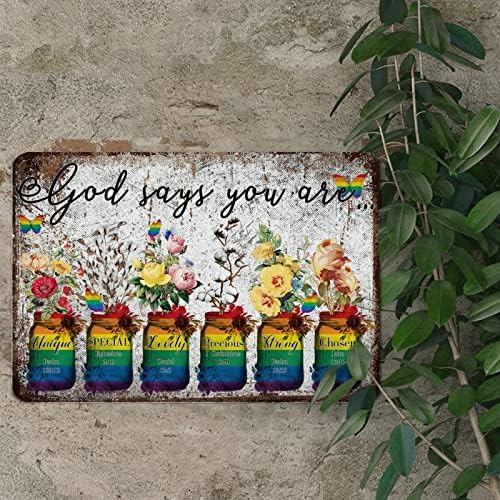 Бог вели дека сте библиски стих метал знак гордост геј лезбејски истиот ЛГБТК метален знак Виножито пеперутка вазна лименка знак wallид