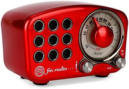 Yumeoutu Vintage FM радио со ретро Bluetooth звучник црвен старомоден класичен стил гласен волумен силен додаток на бас со стерео