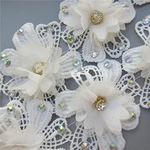 MJYXF 3D шифон цвеќиња чипка исечена везена чипка лента ткаенина за шиење на занаети за шиење на облека
