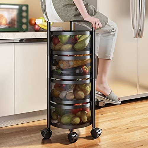 ZCMEB повеќеслојна кујна за складирање на кујната, ротирачки корпа за кошарка, зеленчук и овошје решетка за кујнски бања за складирање