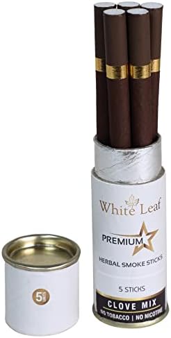 Цигари од бел лист Премиум Хербални пуши цигари - тутун и никотин без комбо пакет со редовен чад од каранфилче - помага да се откаже од пушењето
