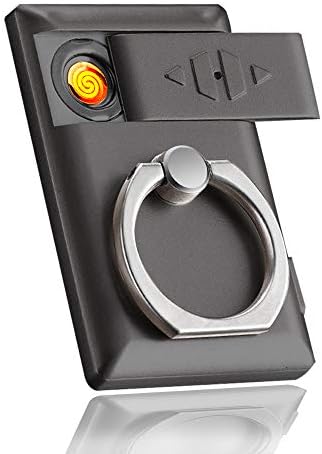 Bircus USB полесен електричен електричен запален запален телефонски прстен за држач 2 во 1 （црна）