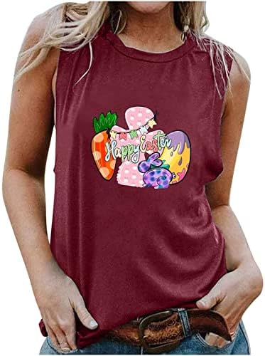 Среќен велигденски зајаче зајачки графички маички за мета смешни велигденски ден жени девојки резервоарот врвот о-вратот без ракави