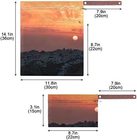 Кигаи Панорама Зајдисонце Зајдисонце Влажна Сува Торба 2 Парчиња, Водоотпорна Торба За Чување Пелени За Повеќекратна Употреба Со