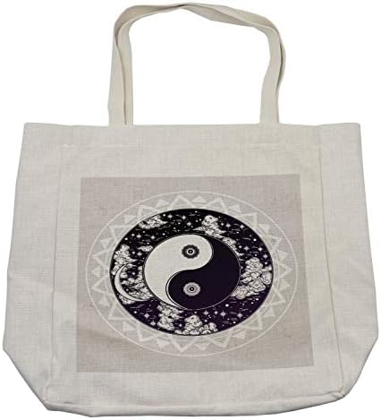 Амбесон-мистична кеса за купување, јин-јанг со тркалезна шема го претставува универзумот Бохо дизајн, еко-пријателска торба за еднократна