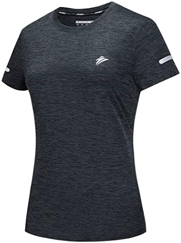 Athенски кошули со атлетски кошули Tacvasen, Краток ракав Брз сув пешачење кошули екипаж на вратот на вратот на тренингот врвови фитнес
