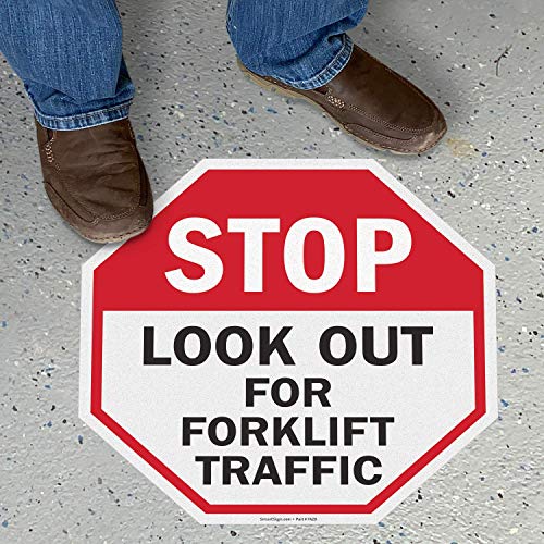 SmartSign „Стоп - Внимавајте на сообраќајот на виklушкар“ анти -лизгачки рефлективен октагонален под -знак | 17 x 17