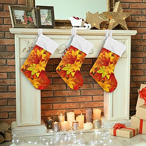 Алаза Божиќни чорапи Есенски црвен јавор остава класични персонализирани големи декорации за порибување за семејни празнични сезони за