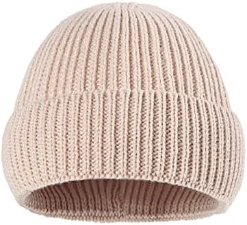 Есен и зимска цврста боја Возрасна плетена родителска детска капа, топла woollike плетена капа плетена капа за жени