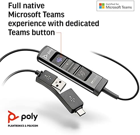 Поли-EncorePro 515-M USB-A и USB-C USB слушалки-Оптимизирани за тимови-копчиња за одговор и повик-работи со платформи за центар за повици на Avaya,
