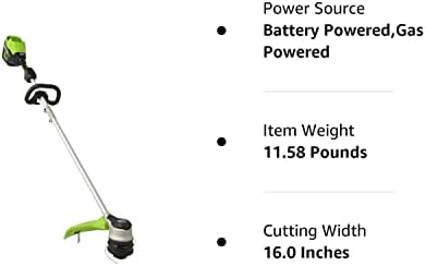 GreenWorks Pro Bare Tool 60-Volt Max Lithium јон 16-инчен Gen2 Gen2 директно без безжичен електричен тример за безжични жици; Батеријата