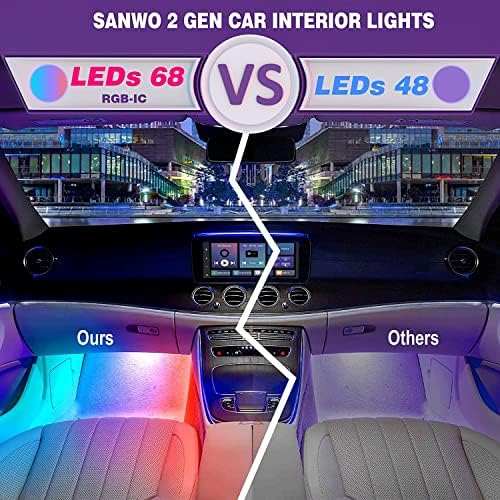 Внатрешни светла за внатрешни работи на автомобили во внатрешноста на вашиот автомобил LED светла, апликација за музика за синхронизација, паметен