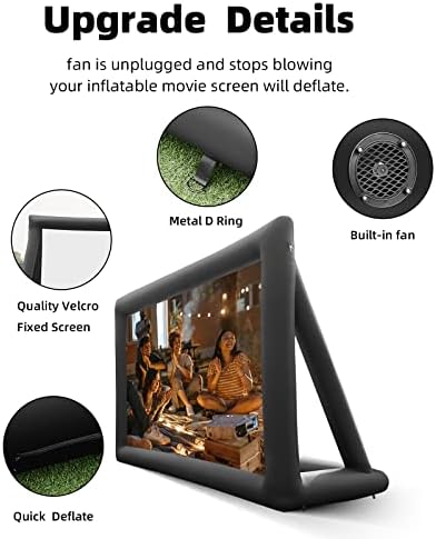 Хајпиго Надувување Отворен Проектор Екран 16ft Надворешен Филмски Екран Со Внатрешни Вентилатор И Екран Пакети, Отворен Затворен