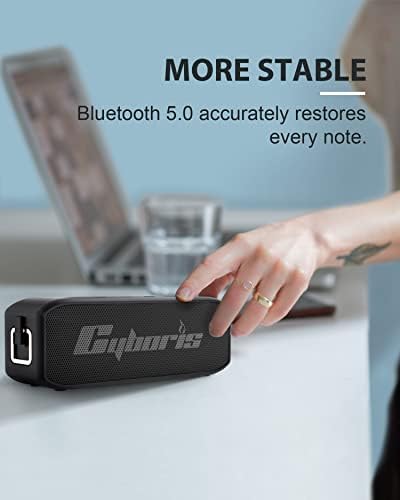 Cyboris Bluetooth Преносен звучник IPX7 водоотпорен, 20W безжичен звучник гласно стерео звук, звучници на отворено со Bluetooth 5.0