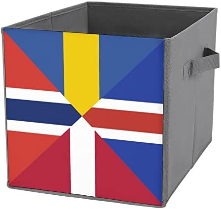 Нордиско Знаме Стп Кожа Склопувачки Канти За Складирање Платно Коцка Организатор Кошница Со Рачки